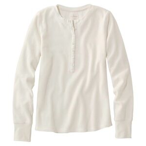 L.L. Bean Waffle-Knit Henley - paperwhite - size XL